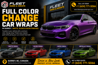 Full Color Change Car Wraps in Surrey | Matte, Gloss & Satin Finishes
